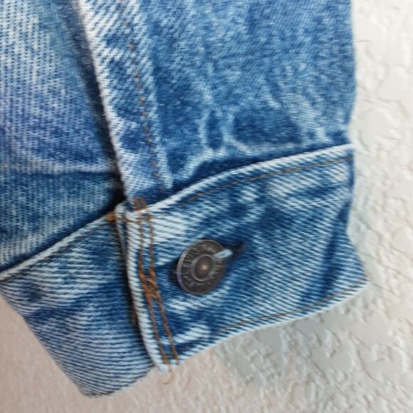 Levis VINTAGE Denim 70506 0216 Trucker Jacket Little e Distressed Made USA 44 - Picture 6 of 11